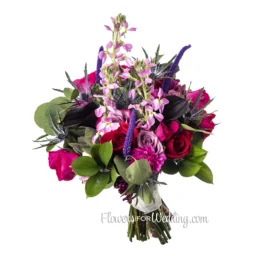bridal bouquet angled adoration purple pink