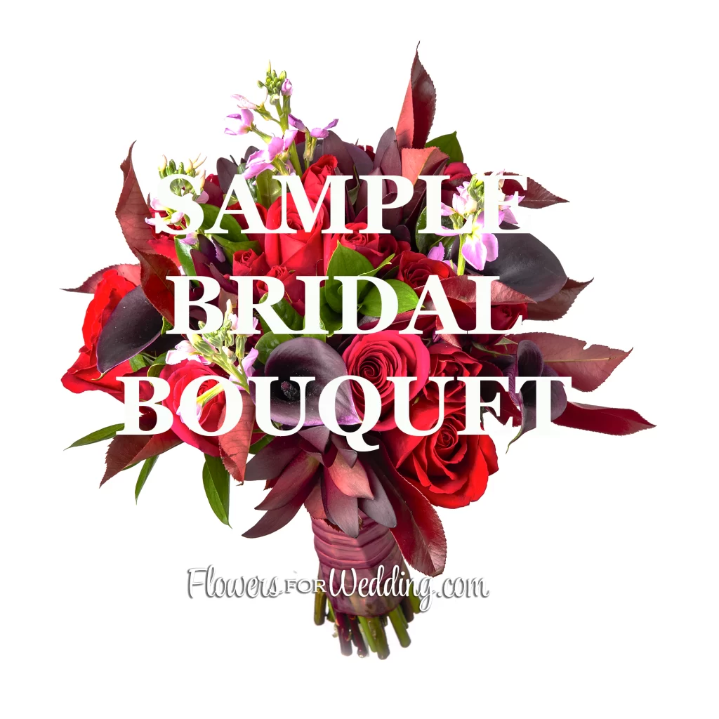sample bridal bouquet endearment red purple